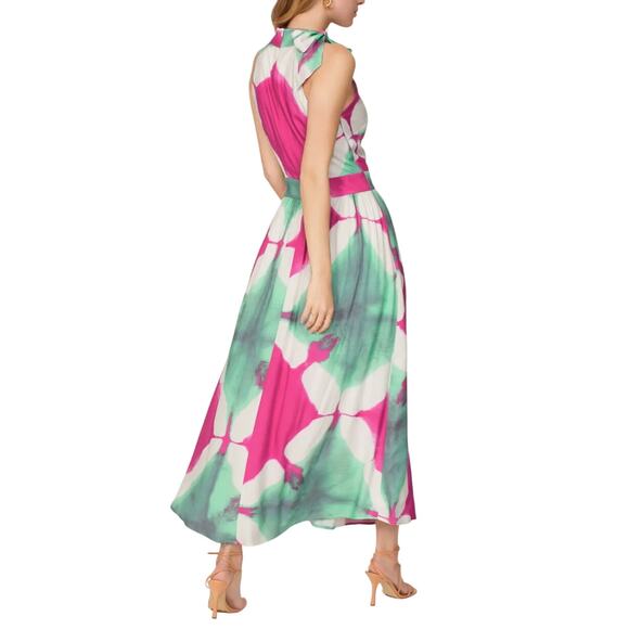 Busayo x RTR Tie Dye Halter Dress in Green/Pink, Size US 8 - Picture 3 of 8
